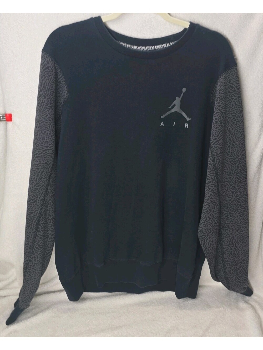 Air Jordan Sweater Nike Mens Sz XL Black Gray Faded Elephant Crewneck Jumpman